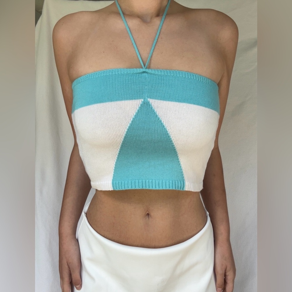VTG knit geometric halter top